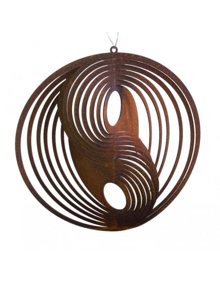Gartendeko Rost Windspiel - Yin Yang - zum Aufdrehen - Ø18 cm - als Windspiel Schönes Windspiel mit dem Symbol -  Yin Yang - zum