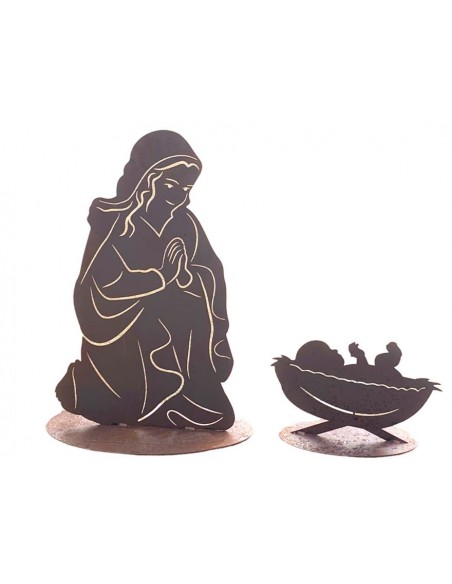 Weihnachtsdeko Jesuskind - Breite 50 cm - Krippen Figur - Heilige Familie - massiv 3 mm Materialstärke Jesus Kind auf einer Stan