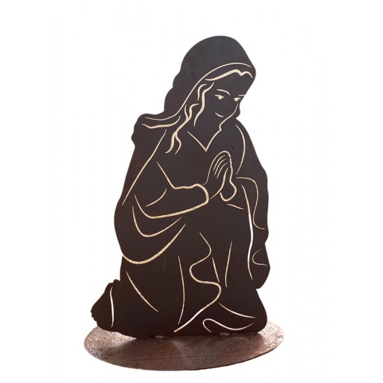 Weihnachtsdeko Heilige Maria Krippenfigur auf Platte - Höhe 87 cm - aus Metall - Heilige Familie - massiv 3 mm Materialstärke Di