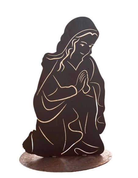 Weihnachtsdeko Heilige Maria Krippenfigur auf Platte - Höhe 87 cm - aus Metall - Heilige Familie - massiv 3 mm Materialstärke Di