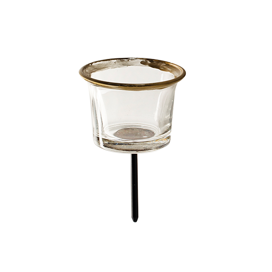 Kerzenteller Teelichthalter - Joy - mit goldenem Rand - edles Teelicht Ø 6 cm Edler Kerzenhalter mit goldenem Rand.

Höhe 4,5 