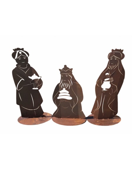 Weihnachtsdeko König 1 kniend - Höhe 100 cm - Krippen Figur - Heilige Drei Könige auf Standplatte - massiv 3 mm Materialstärke K