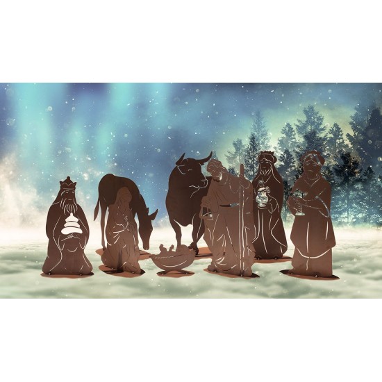 Weihnachtsdeko König 3 Höhe 120 cm - Krippen Figur - Heilige Drei Könige auf Standplatte - massiv 3 mm Materialstärke König 3 au