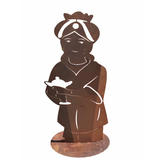 Weihnachtsdeko König 3 Höhe 120 cm - Krippen Figur - Heilige Drei Könige auf Standplatte - massiv 3 mm Materialstärke König 3 au