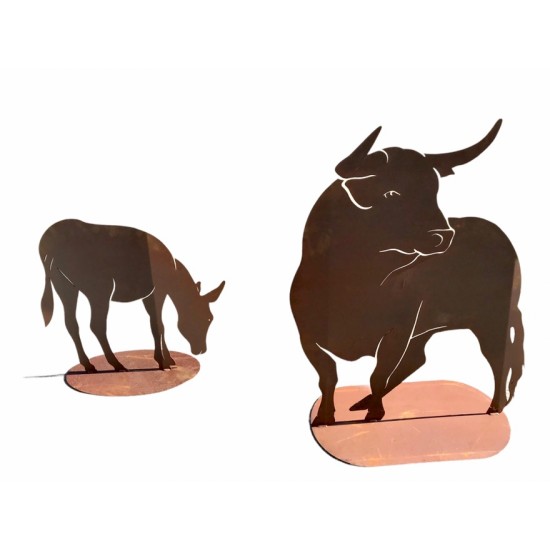 Weihnachtsdeko Ochs auf Platte - Höhe 118 cm - Krippen Figur - Krippenszene Heilige Familie - massiv 3 mm Materialstärke Ochse a