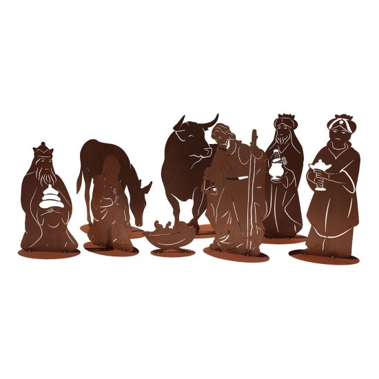 Weihnachtsdeko Ochs und Esel Set - Krippen Figuren - Heilige Familie - massiv 3 mm Materialstärke Ochs und Esel auf einer Standp