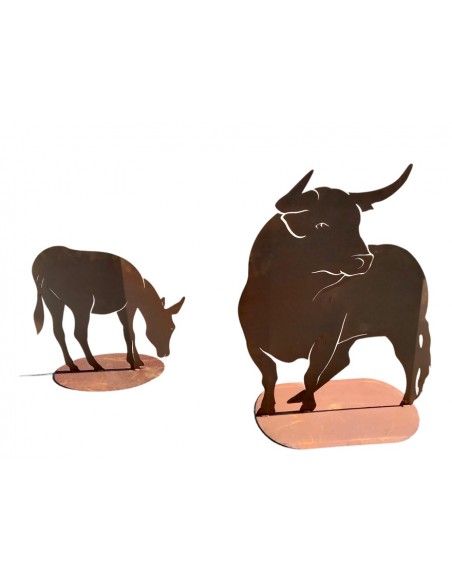 Weihnachtsdeko Ochs und Esel Set - Krippen Figuren - Heilige Familie - massiv 3 mm Materialstärke Ochs und Esel auf einer Standp