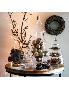 Weihnachtsdeko im Glas - Deko Glas für Weihnachten Glas Weihnachtsbaum Höhe 28 cm Ø 16 cm - 2-teilig - Weihnachtsdeko im Glas We