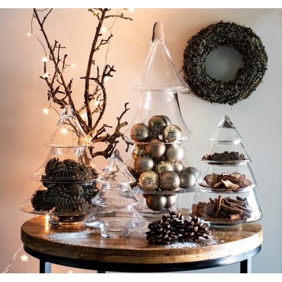 Weihnachtsdeko im Glas - Deko Glas für Weihnachten Glas Weihnachtsbaum Höhe 28 cm Ø 16 cm - 2-teilig - Weihnachtsdeko im Glas We