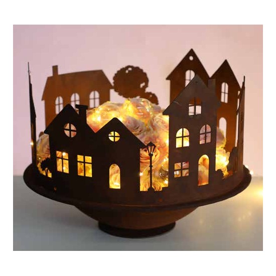 Lichthäuser als Windlicht Haus Lichthäuser Deko Ring 35 cm Ø - Lichthaus zum Stellen und Aufhängen 
Ø 35 cm
Höhe 20 cm
