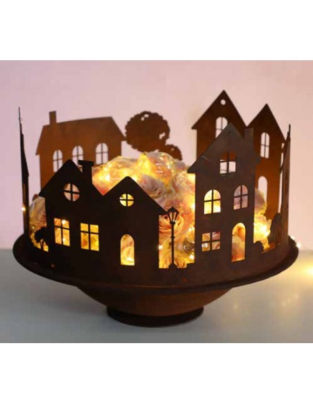 Lichthäuser als Windlicht Haus Lichthäuser Deko Ring 35 cm Ø - Lichthaus zum Stellen und Aufhängen 
Ø 35 cm
Höhe 20 cm
