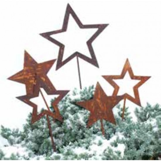 Sterne - Weihnachtstern Deko Stern Gartenstecker offen symmetrisch, Stern Ø 25 cm zzgl. Stab 35-50 cm Dekorativer Sternstecker s