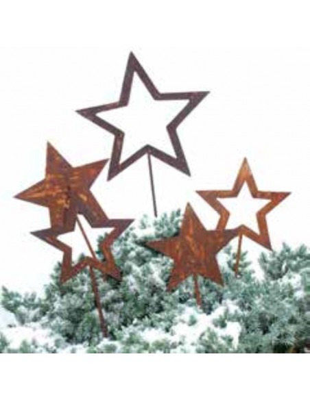 Sterne - Weihnachtstern Deko Stern Gartenstecker offen symmetrisch, Stern Ø 25 cm zzgl. Stab 35-50 cm Dekorativer Sternstecker s
