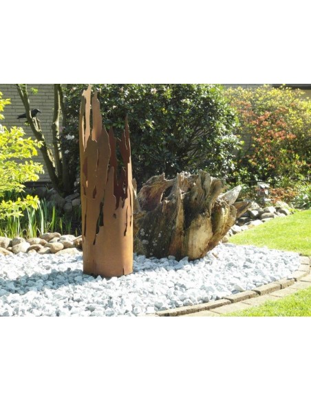 runde Rostsäulen Treibholzsäule 120 cm  hoch - Rost Säule in Treibholz Optik für den Garten WOW! diese Rostsäule in Treibholz De