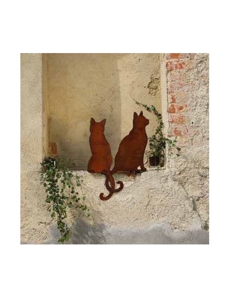 Gartendeko Rost Katze von hinten Kantenhocker Gesamthöhe 55 cm - Ideen für den Garten 
in Kombination mit der Katze A, ensteht 