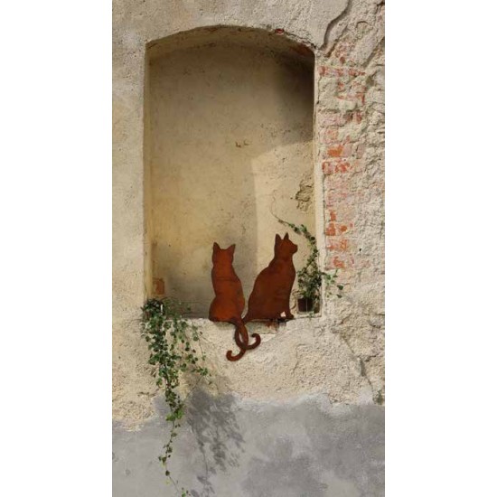 Gartendeko Rost Katze von hinten Kantenhocker Gesamthöhe 55 cm - Ideen für den Garten 
in Kombination mit der Katze A, ensteht 