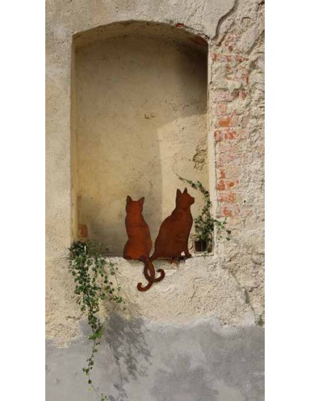 Gartendeko Rost Katze von hinten Kantenhocker Gesamthöhe 55 cm - Ideen für den Garten 
in Kombination mit der Katze A, ensteht 