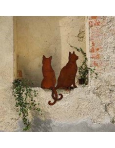 Deko Katzen und Mäuse Katze seitlich Kantenhocker Höhe 42 cm - Gartendeko aus Metall Schöne Kantenhocker Katze für Mauervorsprun 2