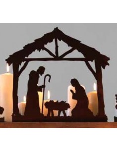 Weihnachtsdeko Krippenszene mitte, heilige Familie , eckige Platte, Figurenhöhe Josef  17 cm 
Krippenszene Mitte, heilige Famil