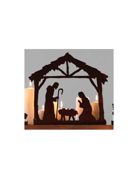 Weihnachtsdeko Krippenszene mitte, heilige Familie , eckige Platte, Figurenhöhe Josef  22 cm 
Krippenszene Mitte, heilige Famil