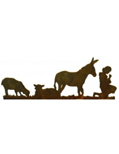 Weihnachtsdeko Aussen Krippenszene links, Schäfer Schafe und Esel , Figurenhöhe 12 cm Krippenszene links, Schäfer, Schafe und Es