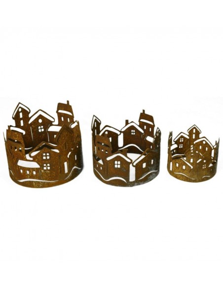 Weihnachtsdeko Aussen Häuser Ring Ø 15 cm - Windlichtring als Rosthaus aus Metall 
Edelrost Häuserring - Verwendbar mit Teelich Weihnachtsdeko Aussen Häuser Ring Ø 15 cm - Windlichtring als Rosthaus aus Metall 
Edelrost Häuserring - Verwendbar mit Teelich