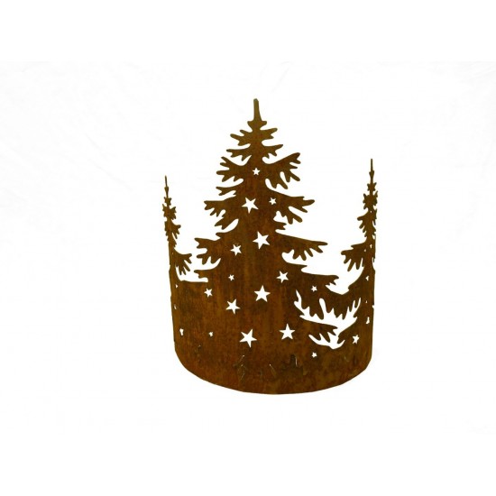 Weihnachtsbaum Metall und Edelrost 3 Tannenbäume aus Edelrost im Halbring - klein - Höhe 40 cm 3 Tannenbäume mit Sternen aus Ede