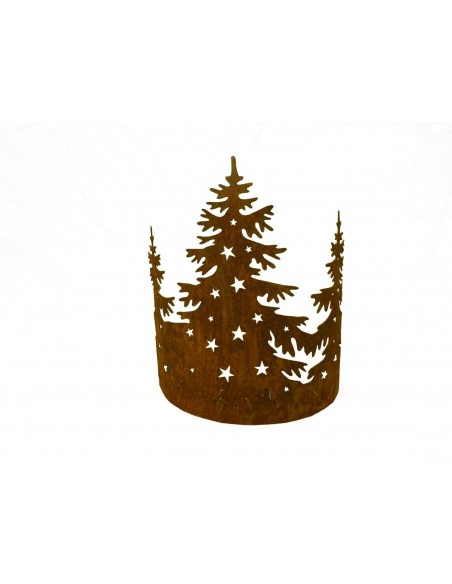 Weihnachtsbaum Metall und Edelrost 3 Tannenbäume aus Edelrost im Halbring - klein - Höhe 40 cm 3 Tannenbäume mit Sternen aus Ede
