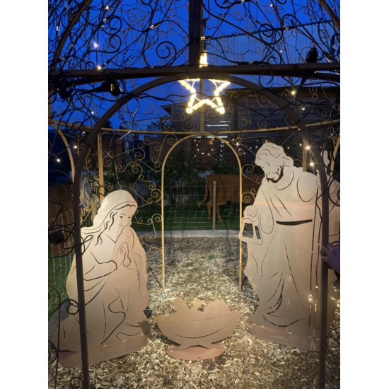 lebensgroße Krippenfiguren aus Metall für den Garten 180 cm hohe lebensgroße Krippenfiguren - Christkind - Maria - Josef - Kripp