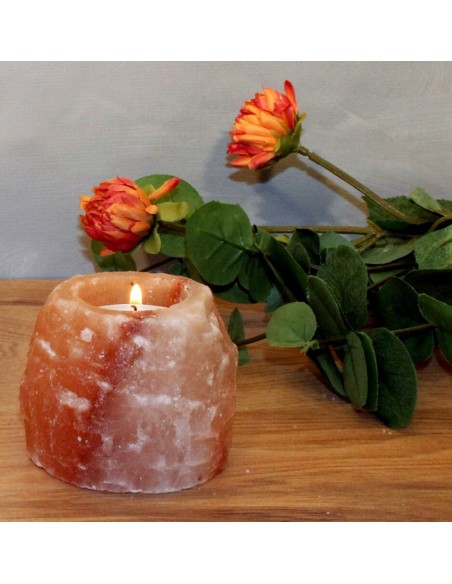 Kerzenhalter Teelichthalter - Rock - Salzkristall - ca. 400 g 
40-mm-Bohrung
400 g
