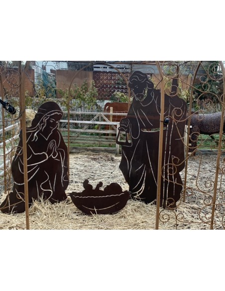 lebensgroße Krippenfiguren aus Metall für den Garten 180 cm hohe lebensgroße Krippenfiguren - Christkind - Maria - Josef - Kripp