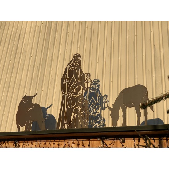 Weihnachtsdeko Ochs auf Platte - Höhe 118 cm - Krippen Figur - Krippenszene Heilige Familie - massiv 3 mm Materialstärke Ochse a