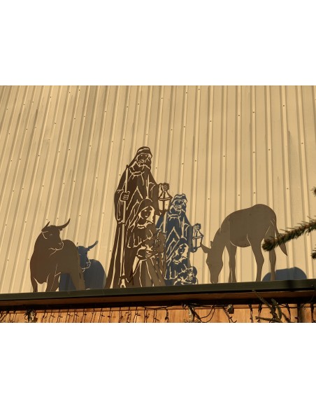 Weihnachtsdeko Ochs auf Platte - Höhe 118 cm - Krippen Figur - Krippenszene Heilige Familie - massiv 3 mm Materialstärke Ochse a