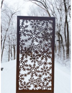 Winterdeko Sichtschutzwand - Schneeflocken Paravent - Höhe 200 cm Sichtschutz mit Schneeflockenkristallen als Motiv. Weihnachtli 2