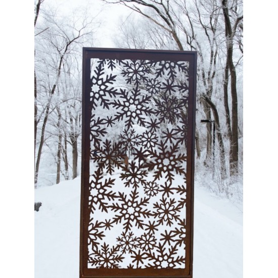 Winterdeko Sichtschutzwand - Schneeflocken Paravent - Höhe 200 cm Sichtschutz mit Schneeflockenkristallen als Motiv. Weihnachtli