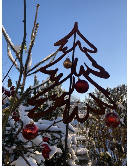 Winterdeko Skizzen Weihnachtsbaum - Breite 40 cm - Höhe 120 cm - Gartenstecker Bleistiftzeichnung Dieser niedliche Weihnachtsbau