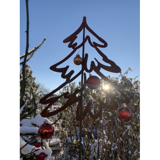 Winterdeko Skizzen Weihnachtsbaum - Breite 40 cm - Höhe 120 cm - Gartenstecker Bleistiftzeichnung Dieser niedliche Weihnachtsbau