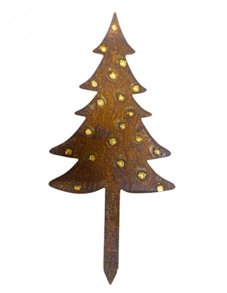 Winterdeko Kleine Weihnachtstanne mit goldenen Kugeln - Direktstecker 33 cm lang - groß 
Gartenstecker Tanne aus 2 mm Stahl mit