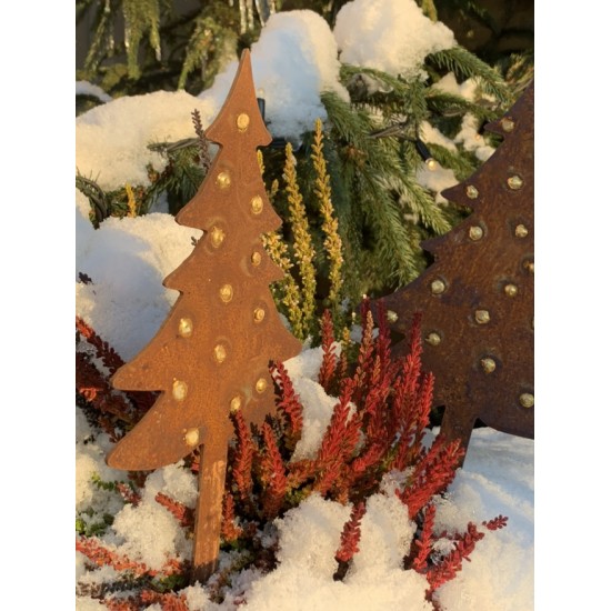 Winterdeko Kleine Tanne - Christbaum - klein - Direktstecker 31 cm lang 
Tanne aus 2 mm Stahl mit Goldpunkten
Höhe 20 cm
Gesa