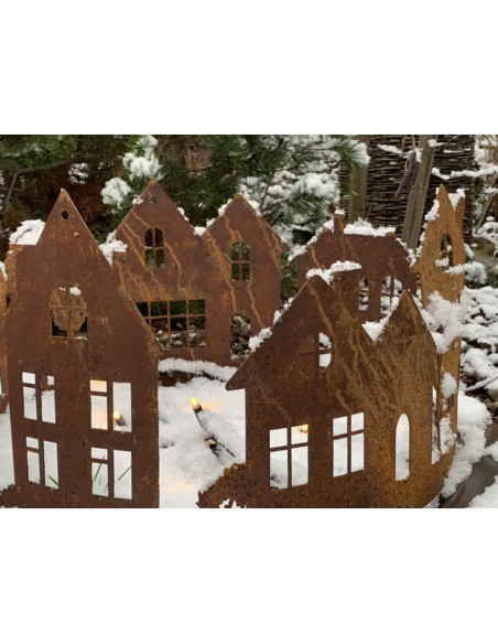 Lichthäuser Deko Ring 47 cm Ø - Lichthaus Rost zum Stellen und Aufhängen - groß