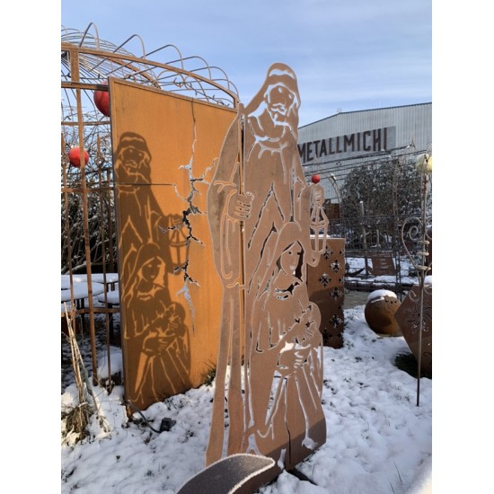 lebensgroße Krippenfiguren aus Metall für den Garten Lebensgroße Krippenfigur - Höhe 180 cm - Heilige Familie mit Josef - Maria 