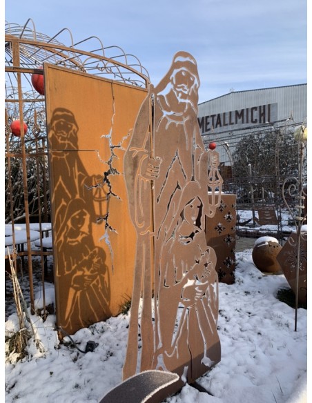 lebensgroße Krippenfiguren aus Metall für den Garten Lebensgroße Krippenfigur - Höhe 180 cm - Heilige Familie mit Josef - Maria 
