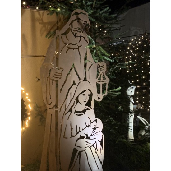 lebensgroße Krippenfiguren aus Metall für den Garten Lebensgroße Krippenfigur - Höhe 180 cm - Heilige Familie mit Josef - Maria 