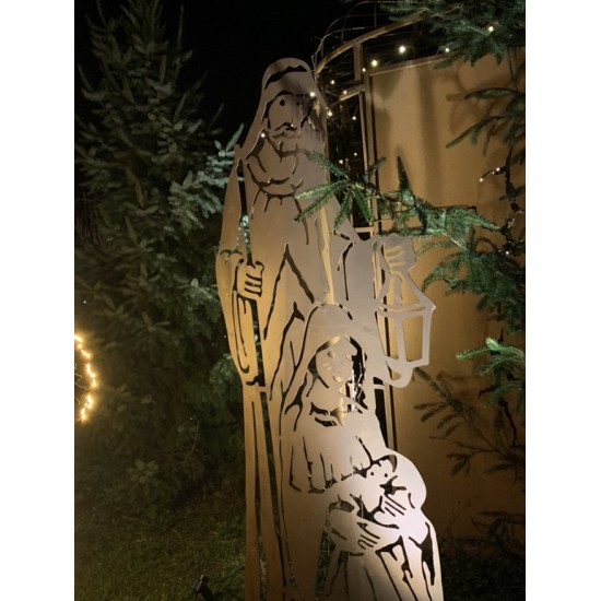 lebensgroße Krippenfiguren aus Metall für den Garten Lebensgroße Krippenfigur - Höhe 180 cm - Heilige Familie mit Josef - Maria 