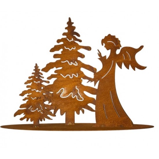 Weihnachtsdeko Engel mit 2 Tannen auf Platte - Breite 40 cm - Höhe 30 cm Engel stehend auf Platte mit 2 Tannen.

Höhe Tanne 1: