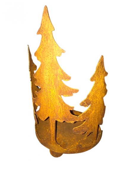 Weihnachtsdeko Kerzentablett mit 3 Tannen - klein - 29 cm hoch - Ø 15 cm -  Tannentablett 
Höhe 29 cm
Durchmesser 15 cm
klein