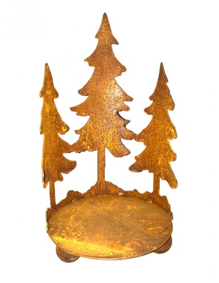 Weihnachtsdeko Kerzentablett mit 3 Tannen - klein - 29 cm hoch - Ø 15 cm -  Tannentablett 
Höhe 29 cm
Durchmesser 15 cm
klein