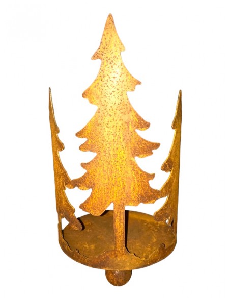 Weihnachtsdeko Kerzentablett mit 3 Tannen - klein - 29 cm hoch - Ø 15 cm -  Tannentablett 
Höhe 29 cm
Durchmesser 15 cm
klein
