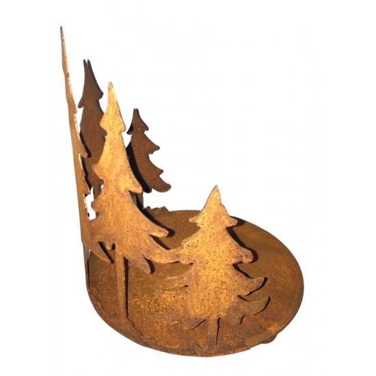 Weihnachtsdeko Kerzentablett mit 5 Tannen - groß - 30 cm hoch - Ø 25 cm - Tannentablett Schönes Tannentablett auf Kugeln bietet 