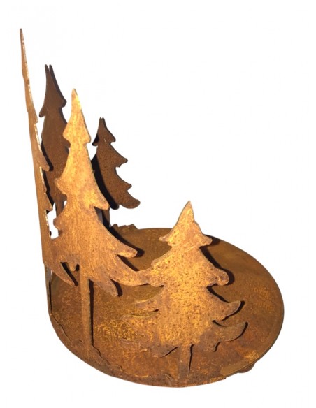 Weihnachtsdeko Kerzentablett mit 5 Tannen - groß - 30 cm hoch - Ø 25 cm - Tannentablett Schönes Tannentablett auf Kugeln bietet 